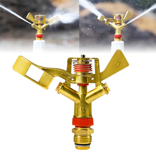 1/2 Zoll Schlagregner - Einstellbarer Abstand 360 Grad Drehung Zinklegierung Rasensprinkler mit Düsen Bewässerungssprinkler für Gras Terrasse Garten Bewässerung von Generisch