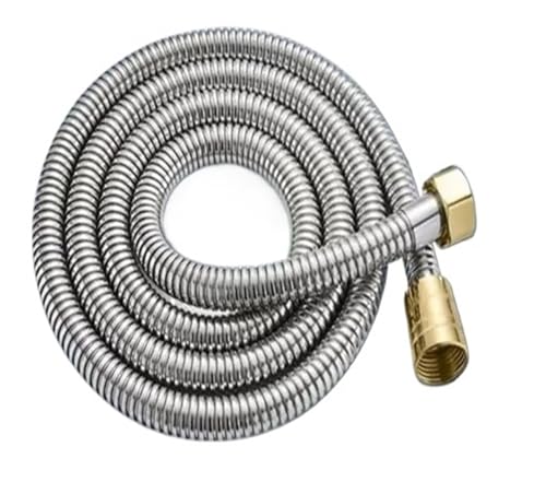 1,5/2 Edelstahlschlauch mit Messingmutter-Verlängerungsrohr Badezimmerdusche Wasserrohrzubehör(Silver,1.5M) von Generisch