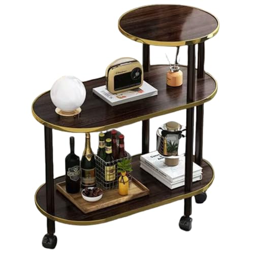 1 Pcs Couchtisch als Ablagefläche，Beistelltisch mit Rollen，Esstisch mit Lagerung Regale，für Esszimmer Wohnzimmer(Size:60cmx38cmx71cm（23.6"x15"x28"),Color:braun von Generisch