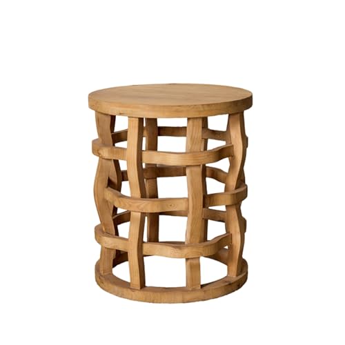 1 Pcs Runde Couchtisch，Stylischer Wohnzimmertisch，Vintage-Flair Tisch，Moderne hölzerne，Industrie-Design,für Esszimmer, Büro, Arbeitszimm(Size:43cmDx 43cmW x50cmH(16.9"Dx16.9"Wx19.7"H),Color:log color) von Generisch