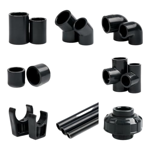 1 STÜCK 20~63 mm Dunkelgrau UPVC-Rohrverbinder Gerades Winkelstück T-Stück Gartenbewässerung DIY-Zubehör Aquarium Wassertank Versorgungsverbindungen(Union,63mm (1 PC)) von Generisch