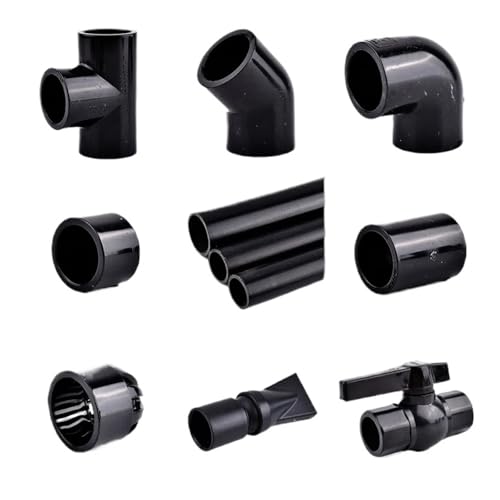 1 Stück 16~50mm Schwarz PVC-Rohrverbinder Gerader Winkel T-Stück Verbindungen Aquarium Drainage Rohrverschraubungen Gartenbewässerung DIY Zubehör(Tee connector,Black 32mm) von Generisch