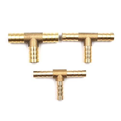 1 Stück 6-12mm MESSING T Schlauch Joiner 3 WEG Rohr Pneumatische Steckdose Adapter(10MM) von Generisch