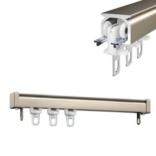 1-läufig oder 2-läufig Gardinenstange Wand-/Deckenmontage, geräuschlose Vorhangschiene mit Rolle, 50 cm bis 600 cm, ideal für Raumteiler und Fenster, langlebig und einfach zu installieren 1-läufig oder 2-läufig Gardinenstange Wand-/Deckenmontage, geräuschlose Vorhangschiene mit Rolle, 50 cm bis 600 cm, ideal für Raumteiler und Fenster, langlebig und einfach zu installieren von Generisch