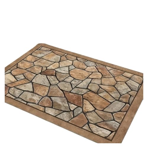 1 x rutschfeste Fußmatte, waschbarer Polyester-Eingang mit realistischem Ziegel-Design, perfekt für den Innen- und Außenbereich (50 x 80 cm) von Generisch