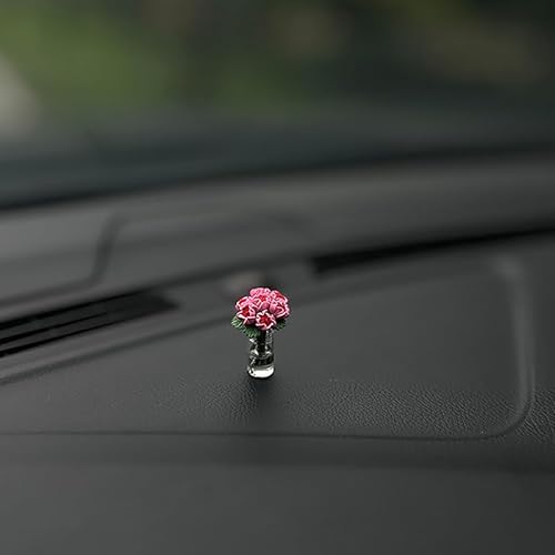 1 x schöne kleine Rosen-Sonnenblumen-Vase, Auto-Innenzubehör, Auto-Konsolen-Dekoration, einzigartiges Auto-Geschenk von Generisch