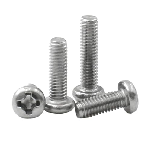 10/50 Stück 304 Edelstahl M2 M2.5 M3 M3.5 M4 M5 M6 M8 Rundkopf-Maschinenschraube Knopfkopfkappe Kreuzschraube(95mm,M6 (10pcs)) von Generisch