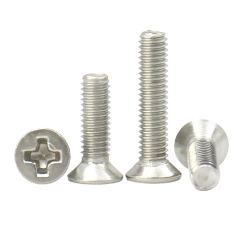 10–100 Stück 304 Edelstahl M1 M1.2 M1.4 M1.6 M2 M2.5 M3 M3.5 M4 M5 M6 DIN965 Kreuzschlitz-Senkkopfschraube(6mm,M4 (20pcs)) von Generisch