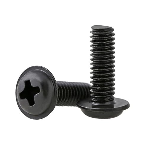 10–100 Stück M2 M2.5 M3 M4 M5 M6 schwarze Kreuzschlitzschrauben mit Unterlegscheiben for die Installation des Computergehäuse-Motherboards(M6X10 10PCS) von Generisch