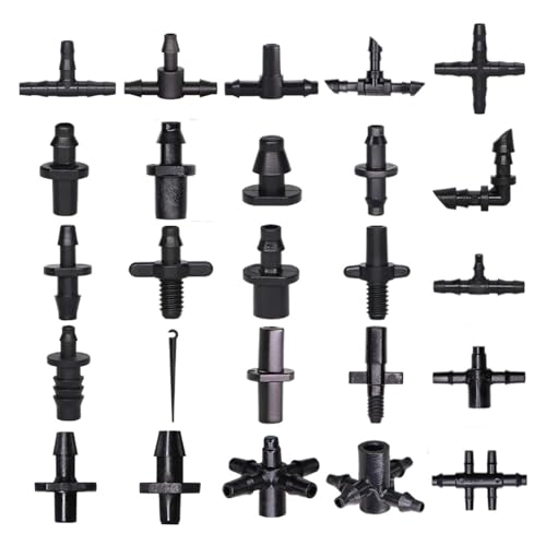 10–1000 Stück Garten-Wasseranschluss, Tropfbewässerung for 1/4 Zoll Schlauch, Zubehör, Gelenk, Widerhaken, Tees, Kreuzstecker, Adapter(I,1000PCS) von Generisch