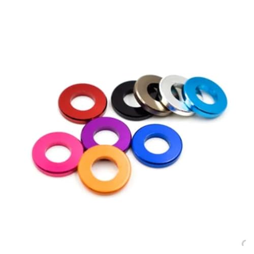 10-20 teile/los M3 M4 M5 M6 M8 M10 Corlorful Aluminium Flache Dichtung scheibe Kompatibel mit RC teil(M3X6X2 20PCS,Pink) von Generisch