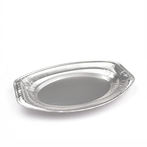 10 Stück Alu-Servierplatten V350G, klein, oval (349×238×23 mm), 885 ml silber Servierplatten aus Aluminium Serviergeschirr Alu-Servier-Partyplatte Buffetplatten Aluplatten Cateringplatten Alu-Behälter von Generisch