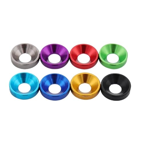 10 Stück Aluminium-Senkkopfscheibe M2 M2.5 M3 M4 M5 M6 M8 Bunt eloxiert Senkkopfschraubenscheiben Dichtung(M2.5 10pcs,Green) von Generisch