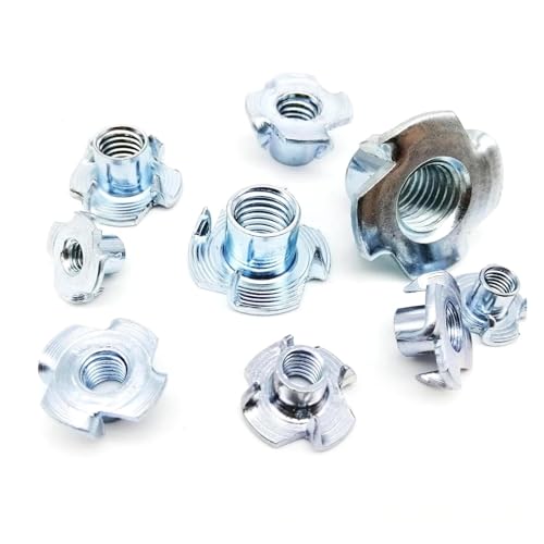 10 Stück M4 M5 M6 M8 M10 Verdickter Stahl Vier Krallen Lautsprechermutter Blindzinkeneinsatz T-Mutter for Holzmöbel Länge = 8-17 mm(M6x10) von Generisch