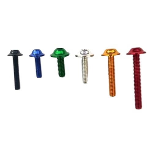10 Stück M5 M6 Bunte Aluminium-Halbrund-Flanschkopfschrauben mit Unterlegscheiben – Innensechskantschrauben(M5X25,Green) von Generisch