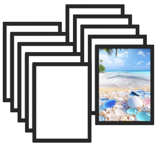 10 Stücke Magnetrahmen A4 Selbstklebend Aufklappbarer Magnet Bilderrahmen, Transparent Magnetischer Plakatrahmen Infotasche Blatthalter für Informationsrahmen von Generisch
