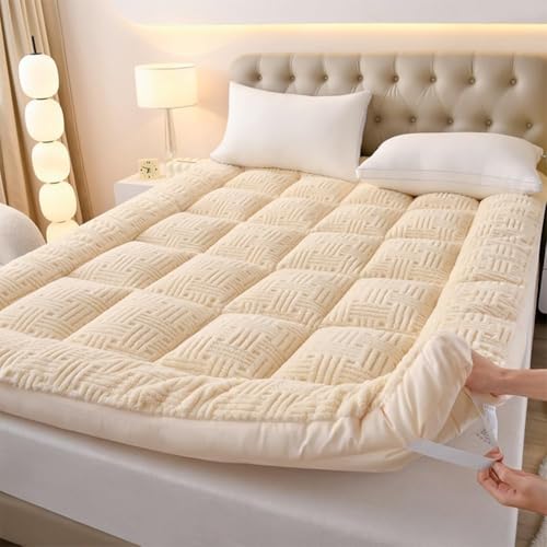10 cm dicke Matratze, faltbares Futonbett, tragbare Gäste-Sofa-Matratze, Beige, 180 x 200 cm, bequeme Schlaflösung für Zuhause und Reisen, platzsparendes Design von Generisch