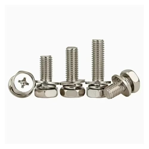 10 stücke M6 /8/10 Dreifach-Kombinationsschraube Kreuzschlitz Sechskantkopf Mit Unterlegscheibe Bolzen Federdichtung Schrauben(M6x10mm) von Generisch