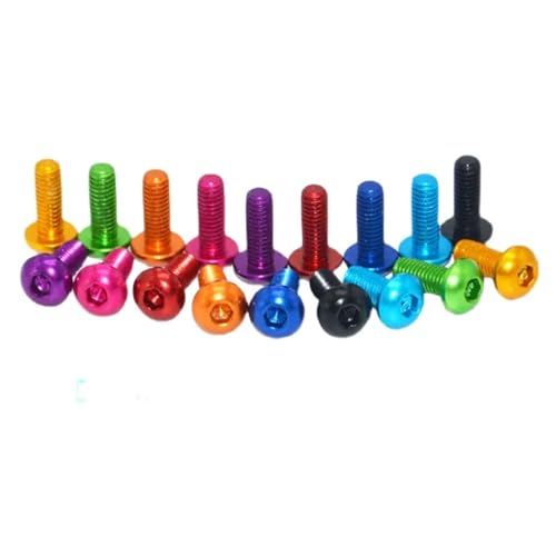 10 stücke aluminium M3 M4 M5 M6 Bunte Legierung Hex Innensechskant Knopfkopf Maschinenschrauben(Orange,M4x16) von Generisch