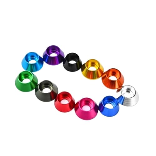 10 teile/los Kegel Aluminium Kappe Scheibe M2 M2.5 M3 M4 M5 M6 M8 Corlorful Aluminium Legierung Hex Kappe Kopf Dichtung(Green,M3 10pcs) von Generisch