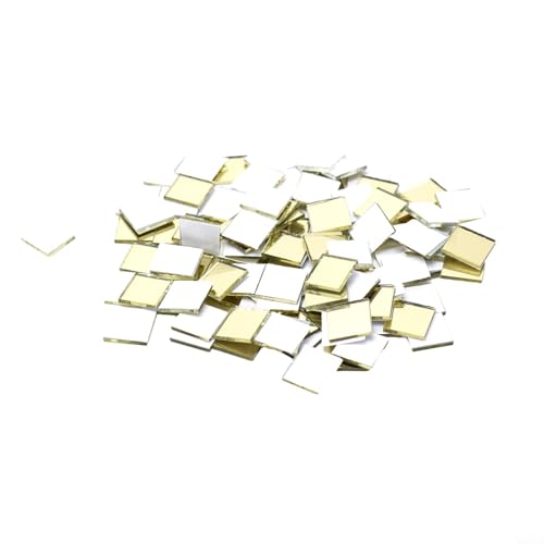 100 Stück 10 x 10 mm DIY Discokugel Glas Spiegel Aufkleber Selbstklebende kleine quadratische Fliesen Wanddekoration Zuhause Badezimmer Schlafzimmer Projekte Silber Gold Roségold (Gold) von Generisch