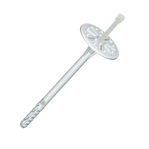 100 Stück Dübel Dämmstoffdübel, Schlagdübel Ø 10 mm Tellerdübel mit Kunststoffnagel aus Kunststoff Schlagdübel Fassadendämmung Thermodübel (10x180mm) von Generisch