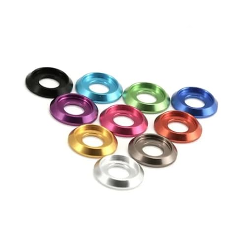 100 Stück M2 M2.5 M3 M4 M5 M6 M8 Bunte Aluminium-Halbrundkappe Unterlegscheibe for Linsenkopfschrauben(M5 100PCS,Red) von Generisch