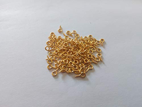 100 Stück Mini Schraubösen Ösenschrauben Ringschrauben 8x4mm Goldfarben (0,036€/Stk) von Generisch