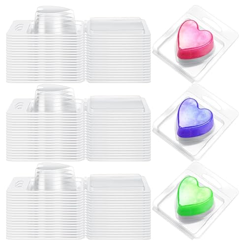 100 Stück Wachsschmelzformen/PET-Kunststoff-Stern-/ Herz-Tablett, Wiederverwendbare Seifenwachsmelt-Boxen Für Heimwerkerprojekte, Geschenke Und Wohnkultur-Heart von Generisch