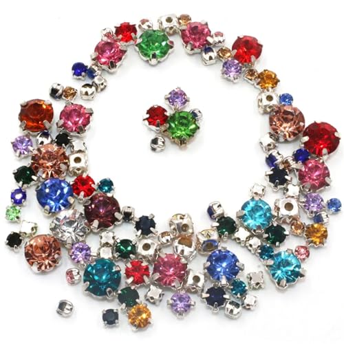 100 Stück lose Glas-Kristallperlen in verschiedenen Größen mit silberner Krallenfassung zum Aufnähen auf Strasssteine für DIY Hochzeitskleid Kleidung Zubehör 100 Stück lose Glas-Kristallperlen in verschiedenen Größen mit silberner Krallenfassung zum Aufnähen auf Strasssteine für DIY Hochzeitskleid Kleidung Zubehör von Generisch