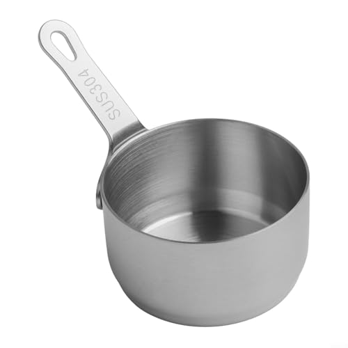 100 ml Edelstahl-Milchtopf Mini-Saucenpfanne mit langem Griff und Loch zum Aufhängen zum Erwärmen von Milch und Kochen von Soße auf dem Herd (Silber S) von Generisch