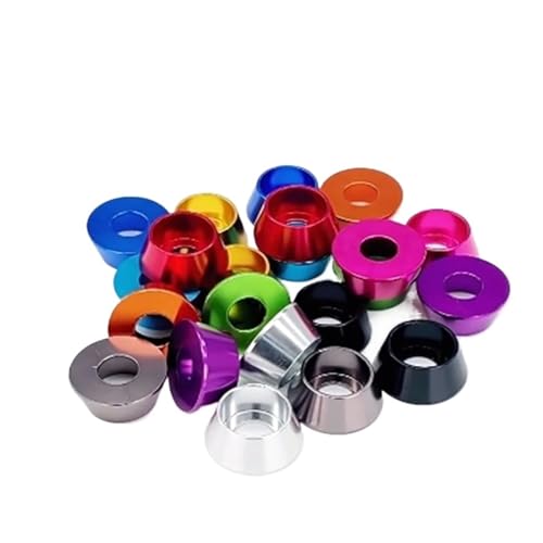 100 teile/los Kegel Aluminium Kappe Scheibe M2 M2.5 M3 M4 M5 M6 M8 Corlorful Aluminium Legierung Hex Kappe Kopf Dichtung(Deep blue,M4 100pcs) von Generisch