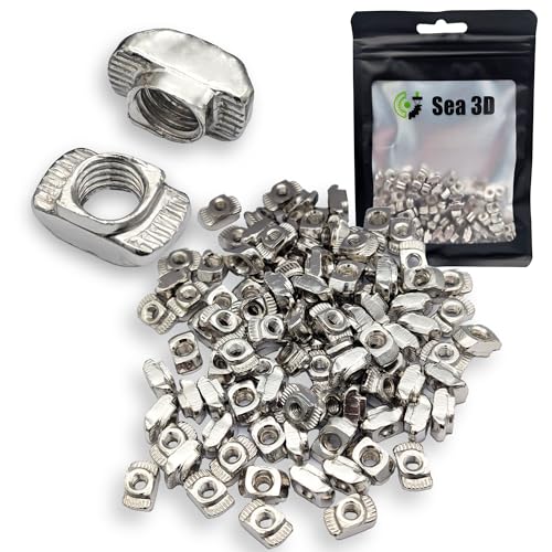 Sea 3D 100 Stück M3 Hammermutter Nut 6 aus verzinkten Stahl rostfrei, 2020 Aluprofil Hammerkopfmutter T-Nut Nutenstein von Sea 3D