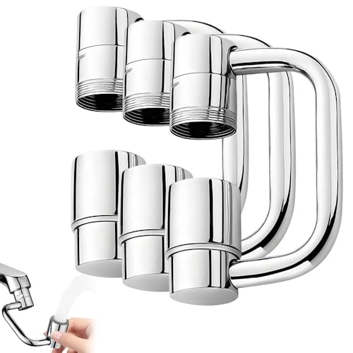 1080 ° drehbarer Wasserhahn-Luftsprudler Verlängerung, Badezimmer-Wasserhahn-Verlängerung, Küche, drehbarer Verlängerungsfilter mit 2 Modi-Spritzwasser (Silber, 3 Stück) von Generisch