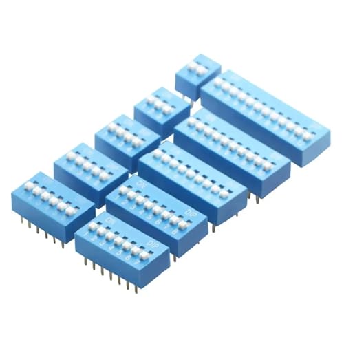 10PCS Rot Blau Kippschalter Abstand 2,54 MM DIP Zifferblatt Die Code Schalter 1 2 3 4 5 6 7 8 9 10 12 PIN Schnell Schalter(Blue,DIP_10PCS_2P) von Generisch