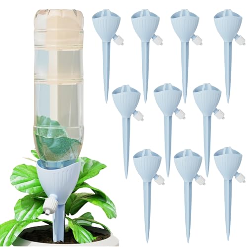 10er Set Wasserspender für Zimmerpflanzen,Automatisch Bewässerung Set,Bewässerungskegel,Pflanzen Bewässerungssystem mit Einstellbar(Blue) von Generisch