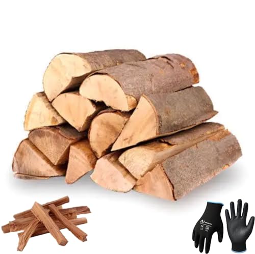 10kg Brennholz 100% Buchenholz inkl. Handschuhe & Anzündholz für Kaminofen, Ofen, Lagerfeuer, Kaminholz, Feuerholz, Smoker, Holzbriketts, Hartholz ofenfertig von Generisch