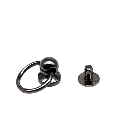10pc Zinc-alloy Ball Nail Screwback Chicago Screw Back Rivet Stud Spot with O Ring for Leather Bag Belt Phone Case(B gun black) von Generisch