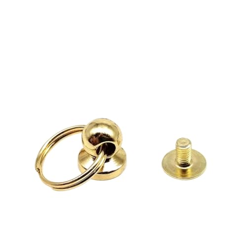 10pc Zinc-alloy Ball Nail Screwback Chicago Screw Back Rivet Stud Spot with O Ring for Leather Bag Belt Phone Case(C golden split ring) von Generisch