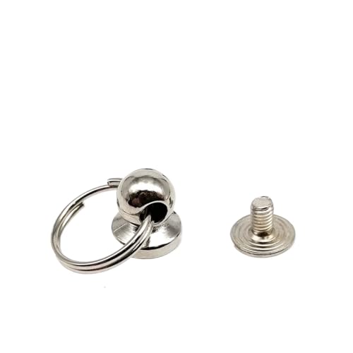 10pc Zinc-alloy Ball Nail Screwback Chicago Screw Back Rivet Stud Spot with O Ring for Leather Bag Belt Phone Case(C silver split ring) von Generisch