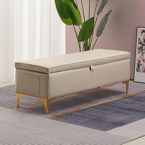 119,4 cm Aufbewahrungsbank mit Seitentasche, rechteckig, gepolstert, Fußstütze, Eingang, Schuhschrank mit Scharnierdeckel, vielseitiger Ottomane für Wohnzimmer und Schlafzimmer 119,4 cm Aufbewahrungsbank mit Seitentasche, rechteckig, gepolstert, Fußstütze, Eingang, Schuhschrank mit Scharnierdeckel, vielseitiger Ottomane für Wohnzimmer und Schlafzimmer von Generisch