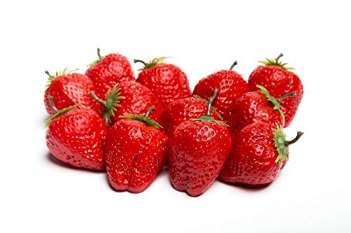 12 Erdbeeren Attrappe aus Kunststoff zur Dekoration von Erdbeerständen, Lebensmittelattrape Fake Frucht Obst von Generisch