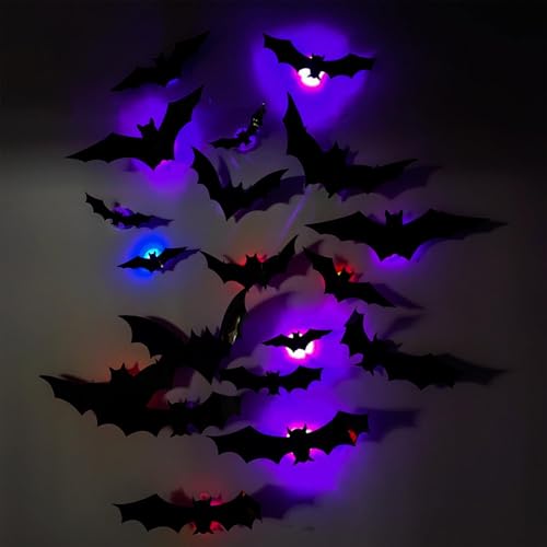 12 Stück LED Fledermauss Deko Leuchten 3D Decoration 2025 Neu | Beleuchtete Deko | Wiederverwendbare Fledermauss Wandaufkleber | Halloween Dekorationen Für Drinnen Und Draußen, Wohnheim 12 Stück LED Fledermauss Deko Leuchten 3D Decoration 2025 Neu | Beleuchtete Deko | Wiederverwendbare Fledermauss Wandaufkleber | Halloween Dekorationen Für Drinnen Und Draußen, Wohnheim von Generisch