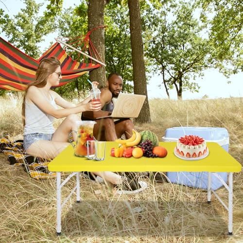 125cm Portable Heavy Duty Folding Table with Handle, Adjustable Height Foldable Table, Multi-Functional Fold up Table for Camping Picnic Parties Indoor/Outdoor, Capacity Weight 135KG (Yellow 125cm Portable Heavy Duty Folding Table with Handle, Adjustable Height Foldable Table, Multi-Functional Fold up Table for Camping Picnic Parties Indoor/Outdoor, Capacity Weight 135KG (Yellow von Generisch