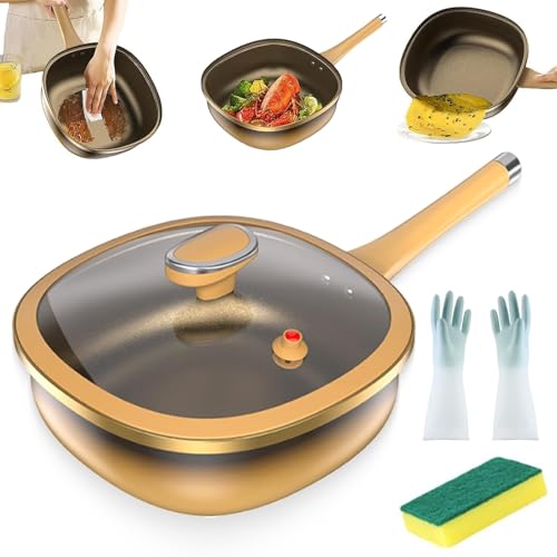 12in Titanium Alloy Non-Stick Pot with Lid, Large Capacity Deep Saute Titanium Pans with Steamer for Cooking, Frying, Baking, with Ergonomic Heat-Resistant Handle (1PC) von Generisch