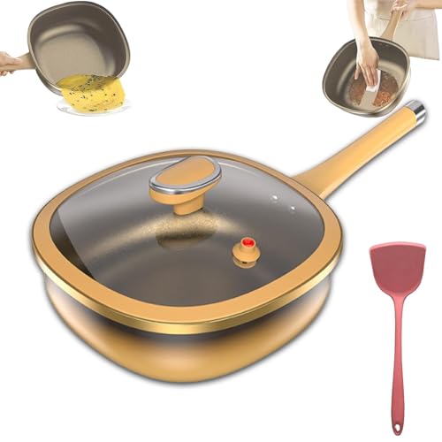 12in Titanium Alloy Non-Stick Pot with Lid, Multi-Purpose Deep Saute Pan with Steamer Basket, Stay-Cool Handles, for Frying Stir-frying Stewing Braising Cooking Methods (Pot+Lid) von Generisch