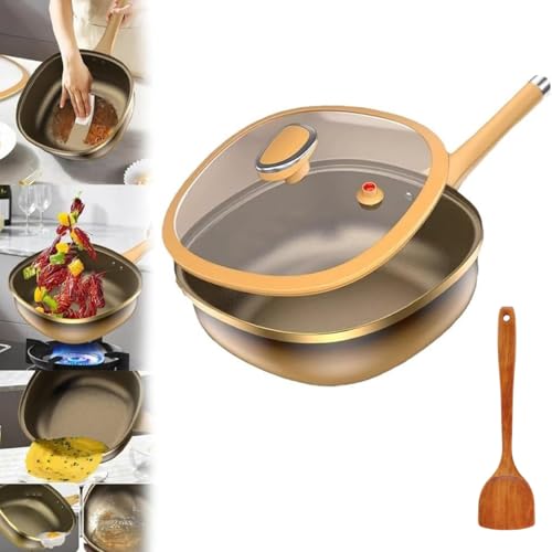 12in Titanium Alloy Non-Stick Pot with Lid,Multi-Purpose Deep Saute Pan with Steamer Basket,Titanium Pans for Cooking Non Stick Set,for Frying Stir-frying Stewing Cooking Methods (Pot+Lid) von Generisch