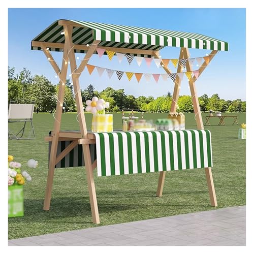 137 cm faltbarer Holz-Streeten-Lebensmittelwagen mit Rädern, tragbarer Kiosk für Festivals, Partys und Markt, Blumenständer mit Markise (gelb) von Generisch