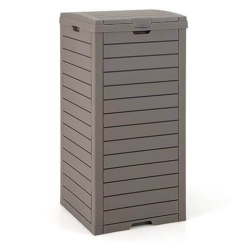 140 l Outdoor-Mülleimer, wasserdichter Harz-Mülltonnenbehälter mit Abtropfschale, Doppeldeckelverschluss und Griffen, Außenabfalleimer für Garten, Terrasse, Hinterhof von Generisch