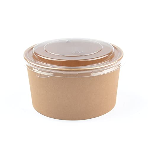 150 Stück Kraft Salatschalen mit Deckel, rund, 1000 ml Salatbox Paper Bowl Salat to go Schale Salat-Bowl Hartpapier Salad Cups Salatbecher Kartonschale von Generisch